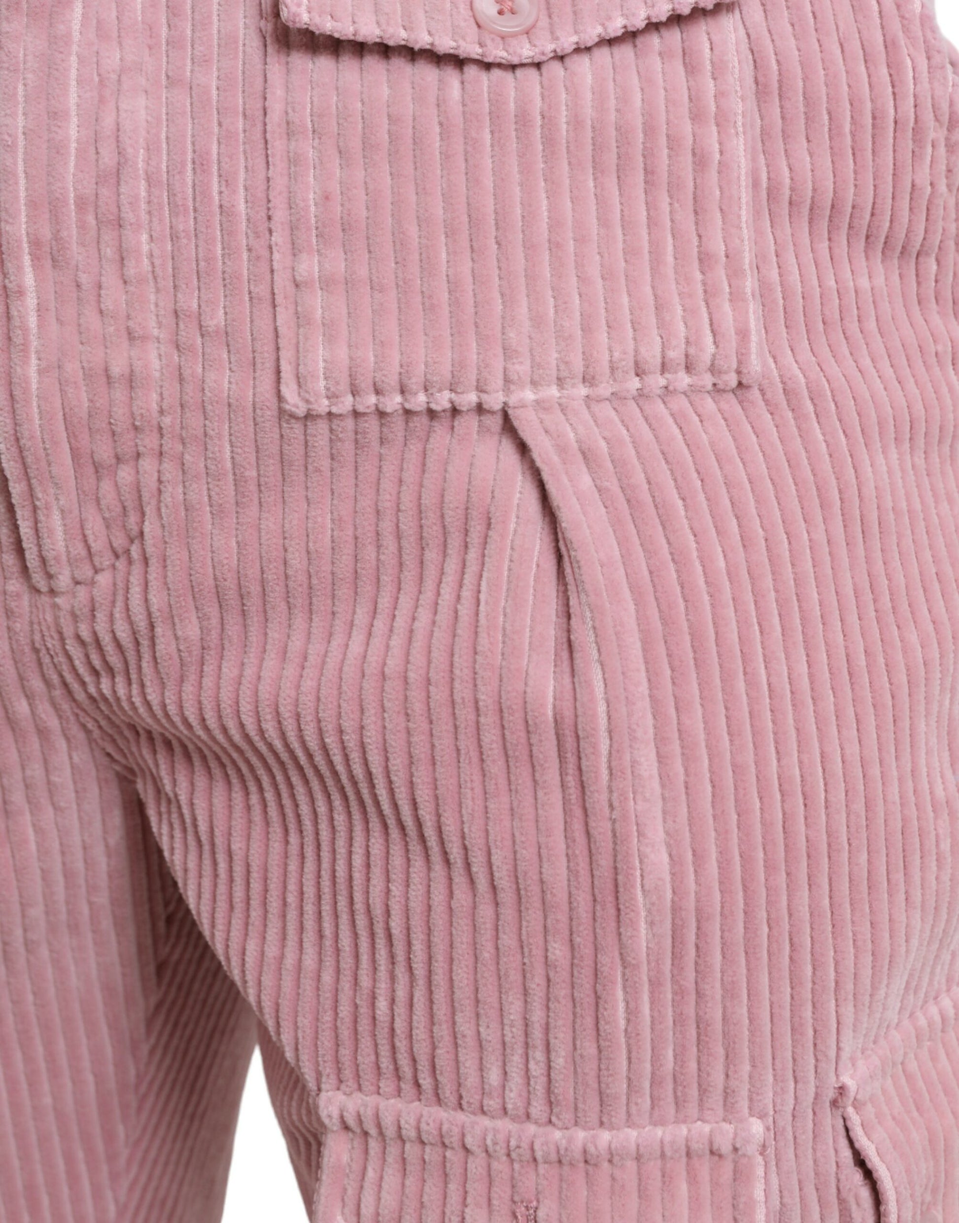 Jean cargo skinny en velours côtelé rose extensible en coton Dolce & Gabbana