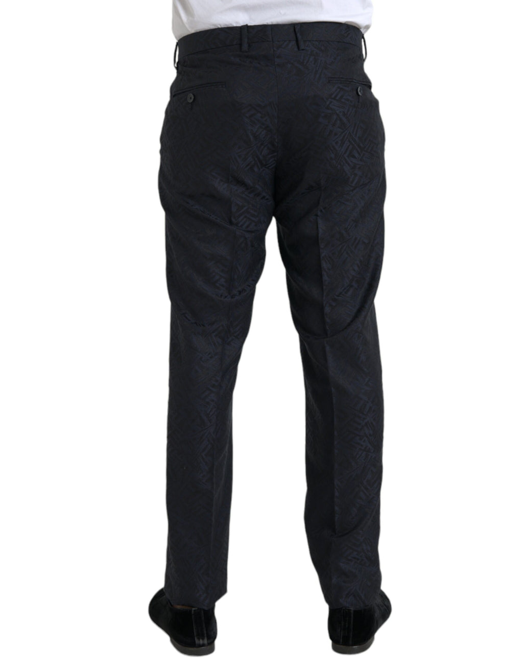 Pantalon de costume skinny pour homme en brocart de laine bleu Dolce & Gabbana