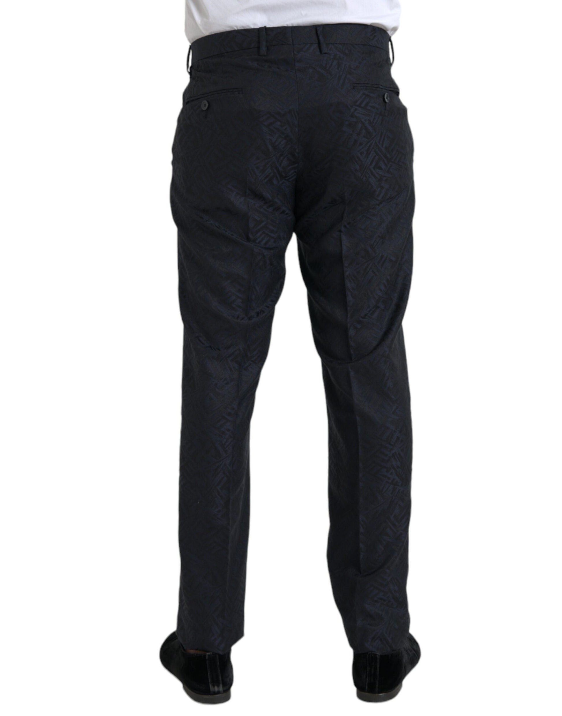 Pantalon de costume skinny pour homme en brocart de laine bleu Dolce & Gabbana