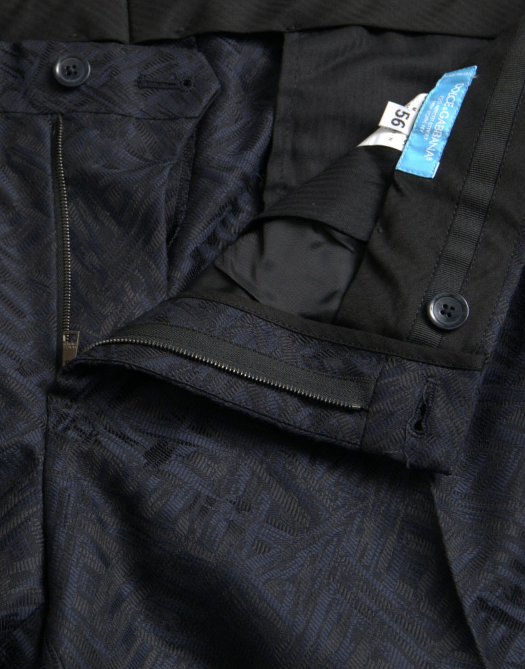 Pantalon de costume skinny pour homme en brocart de laine bleu Dolce & Gabbana