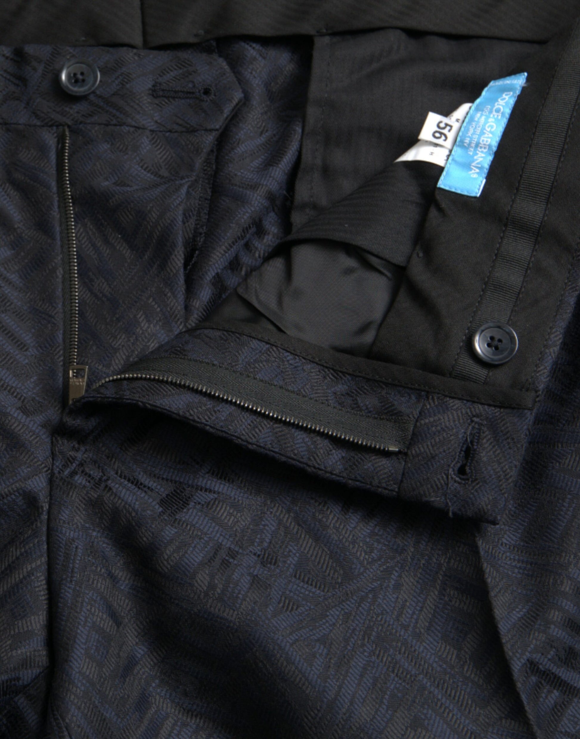 Pantalon de costume skinny pour homme en brocart de laine bleu Dolce & Gabbana