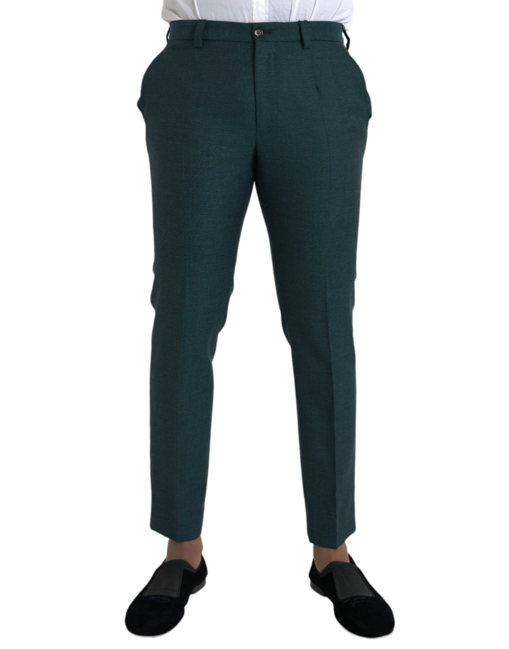 Pantalon de costume Dolce & Gabbana vert en laine, coupe ajustée/skinny