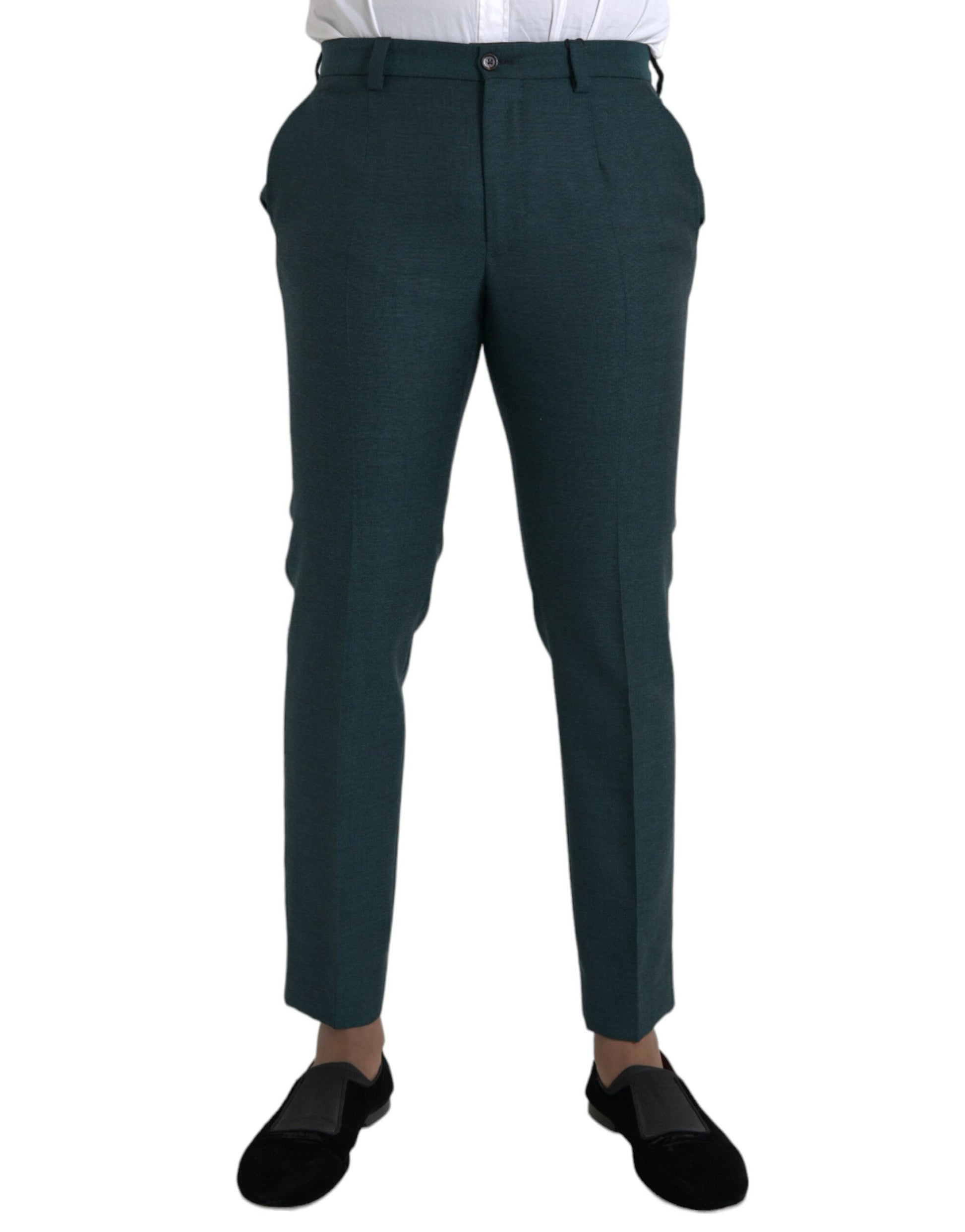 Pantalon de costume Dolce & Gabbana vert en laine, coupe ajustée/skinny