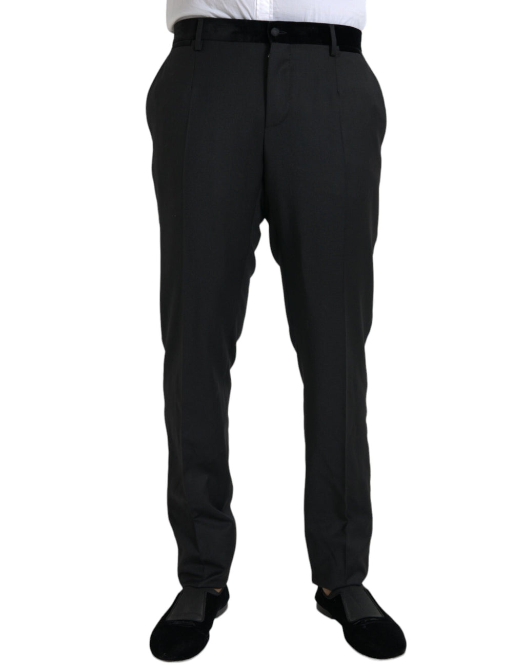 Pantalon de costume skinny pour homme en soie noire Dolce & Gabbana
