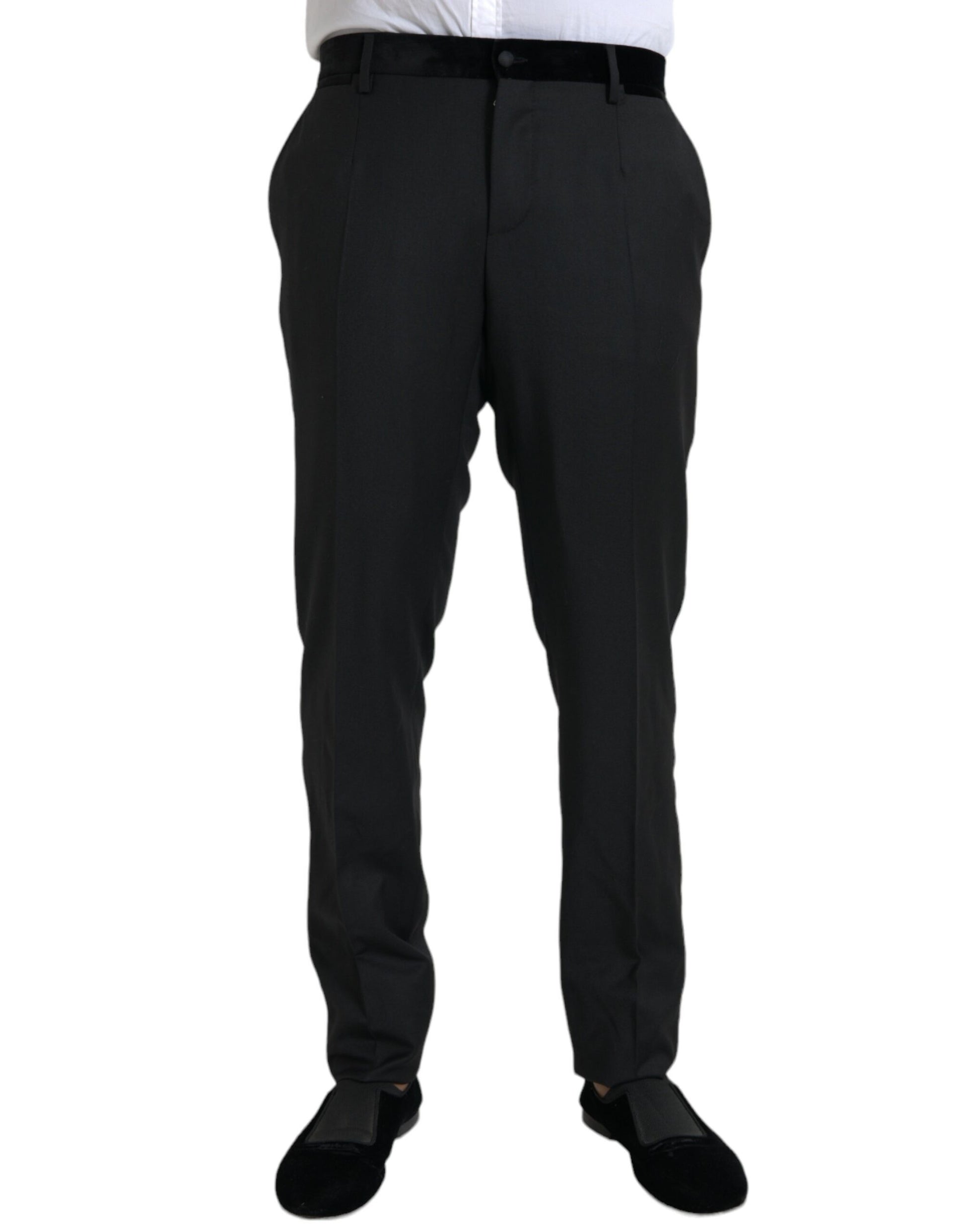 Pantalon de costume skinny pour homme en soie noire Dolce & Gabbana