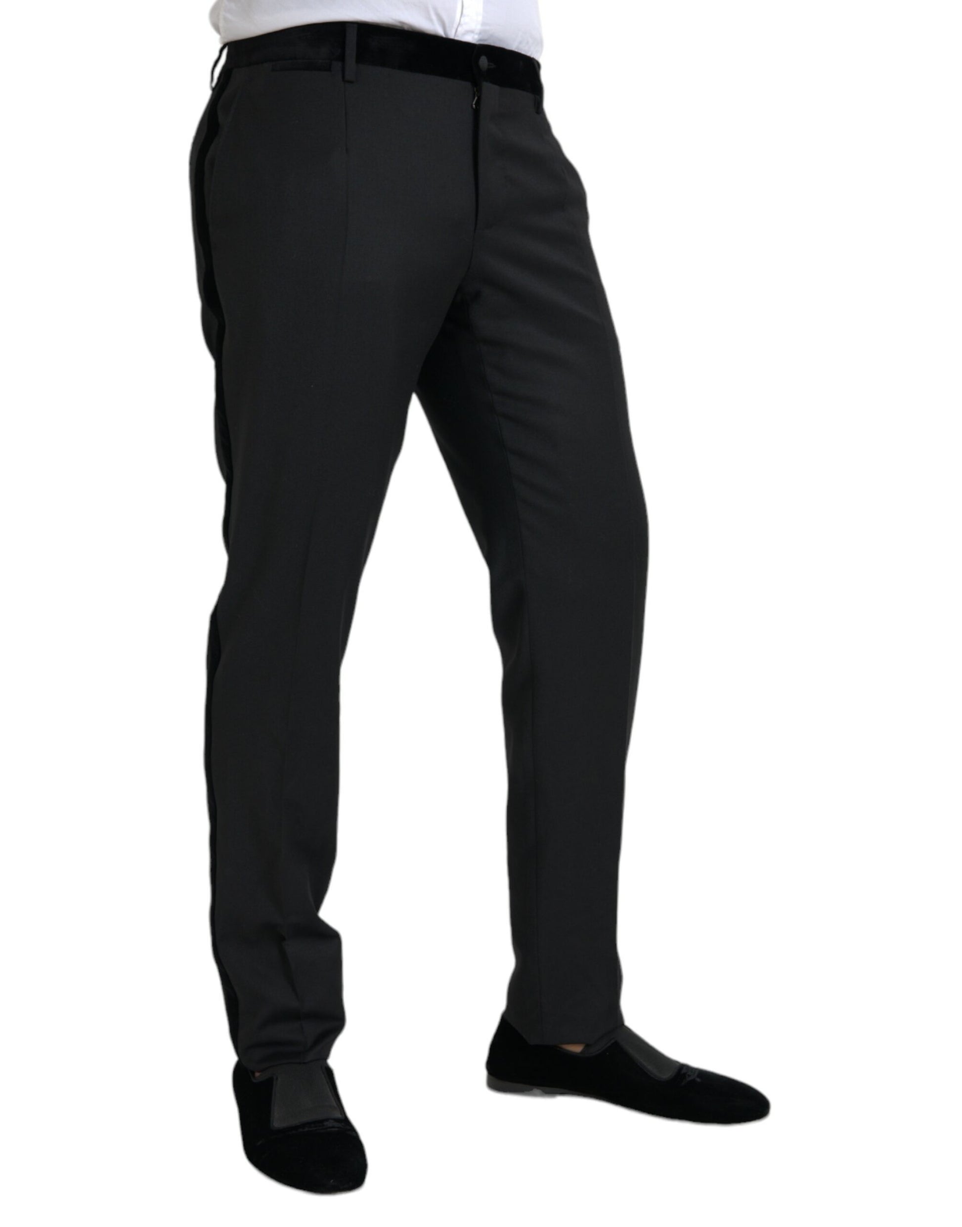 Pantalon de costume skinny pour homme en soie noire Dolce & Gabbana