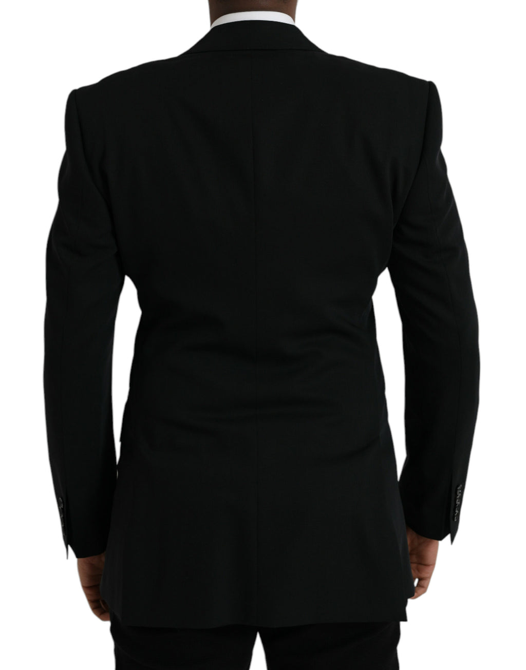 Blazer-manteau droit à revers pointe en laine noire Dolce & Gabbana