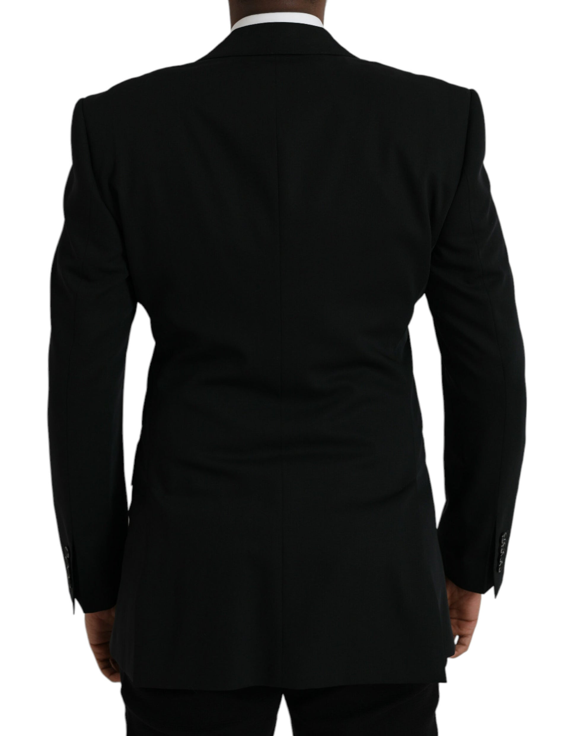 Blazer-manteau droit à revers pointe en laine noire Dolce & Gabbana