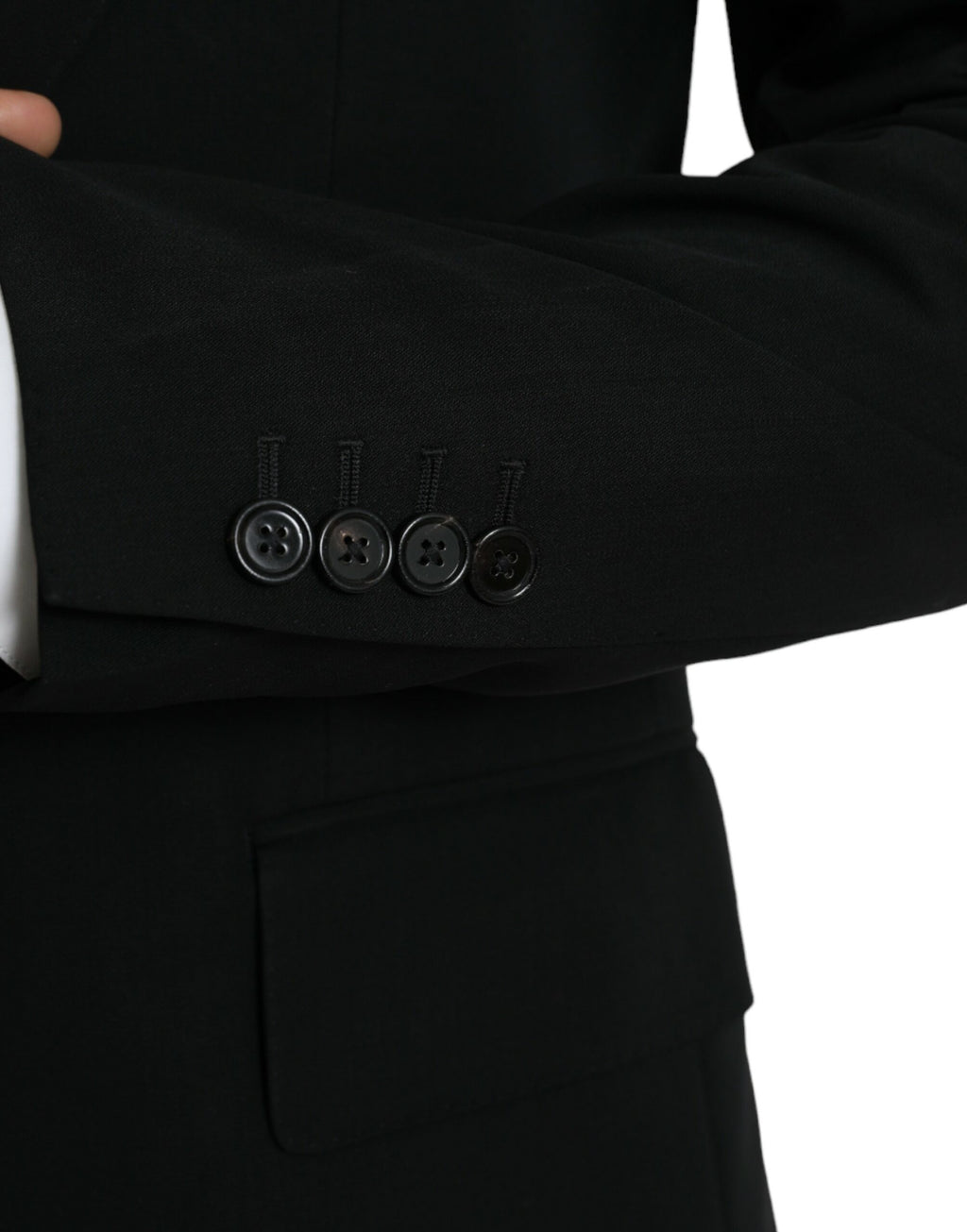 Blazer-manteau droit à revers pointe en laine noire Dolce & Gabbana