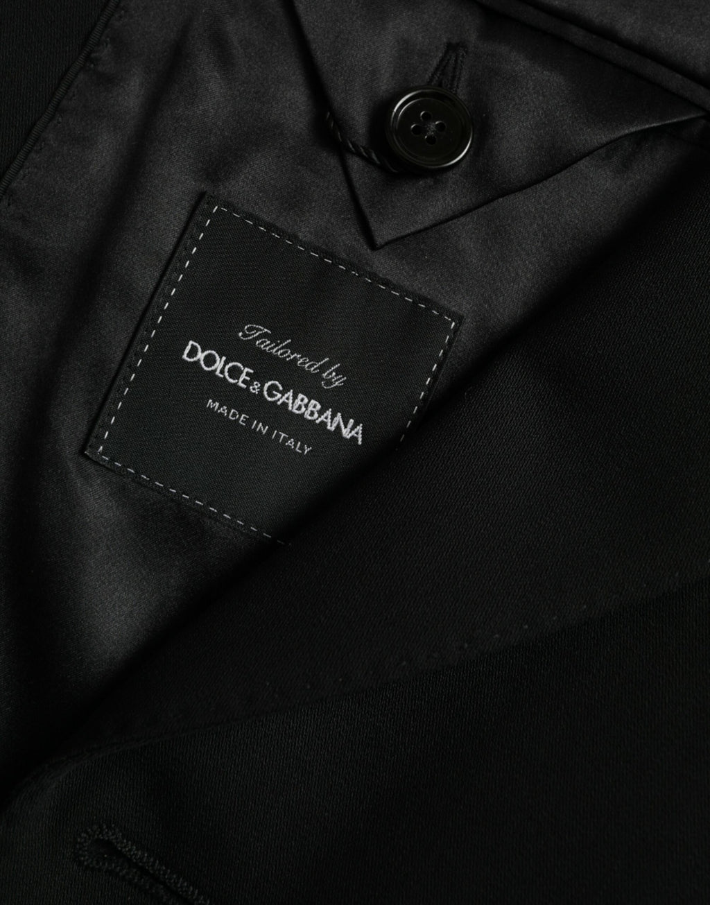 Blazer-manteau droit à revers pointe en laine noire Dolce & Gabbana