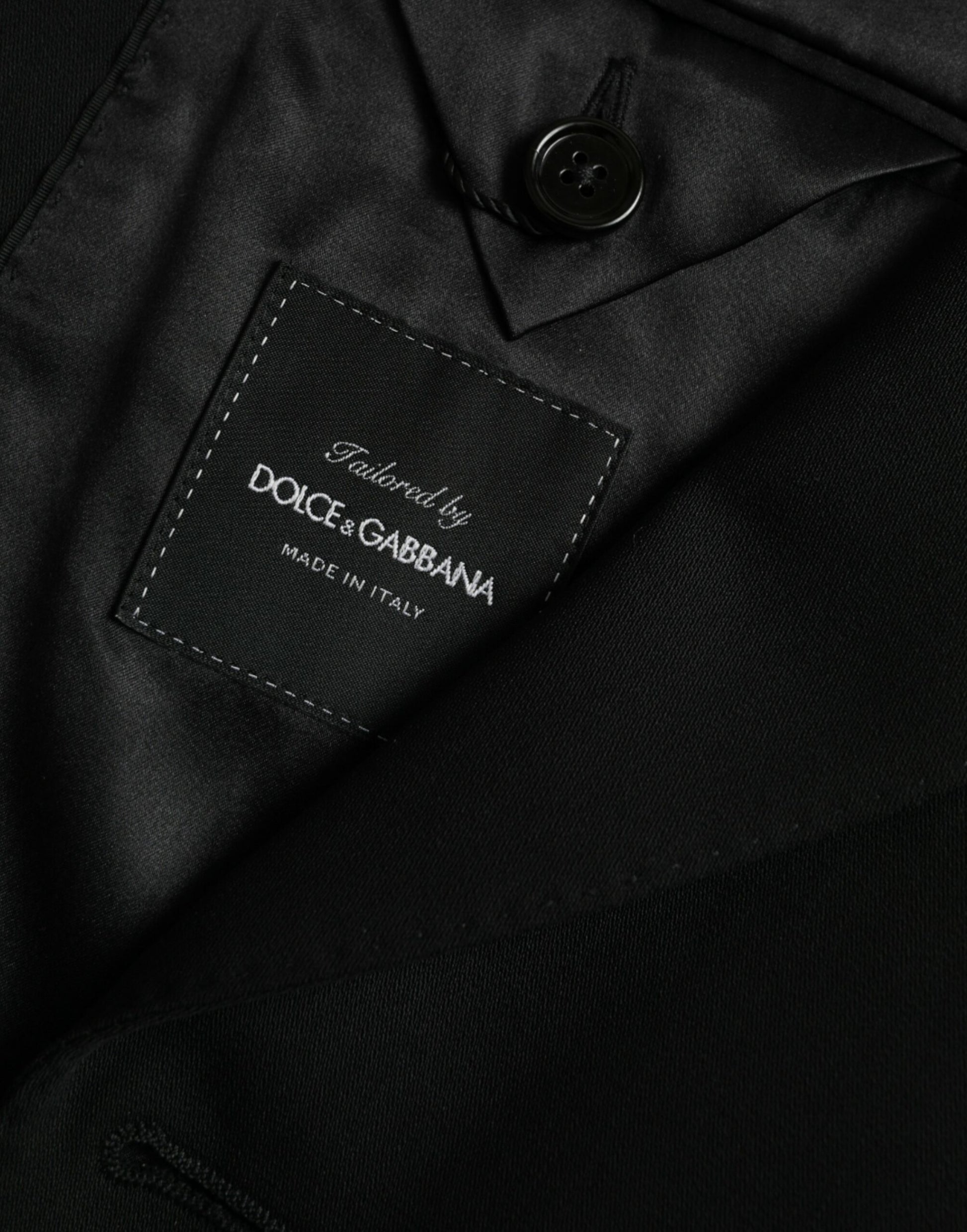 Blazer-manteau droit à revers pointe en laine noire Dolce & Gabbana
