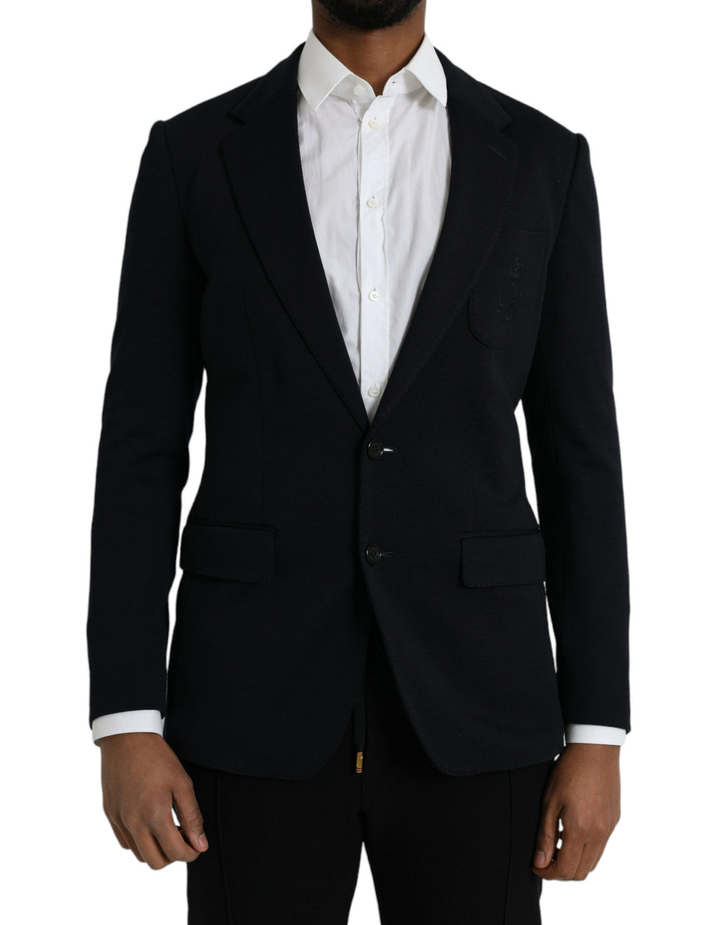 Veste de blazer droite noire en laine à revers crantés Dolce & Gabbana