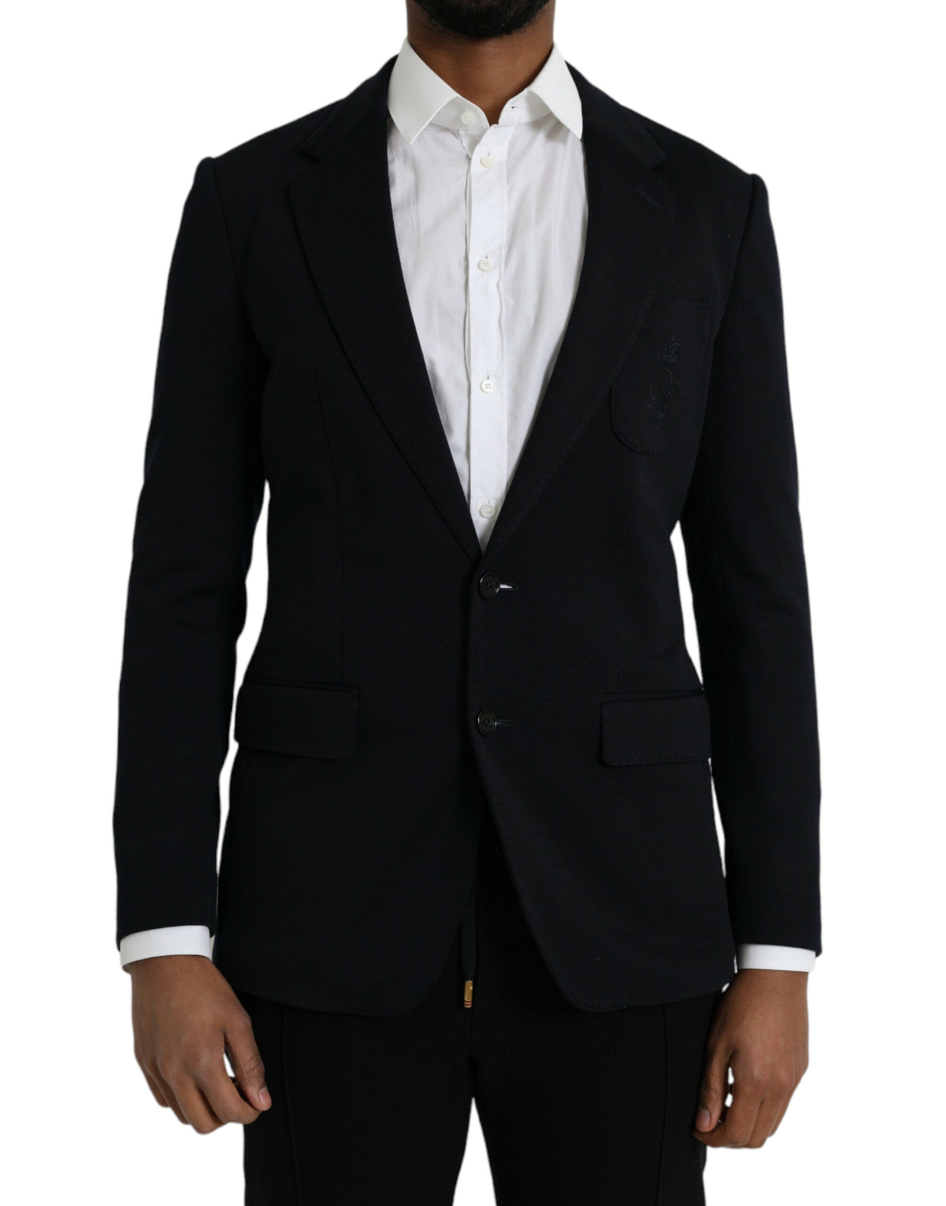 Veste de blazer droite noire en laine à revers crantés Dolce & Gabbana