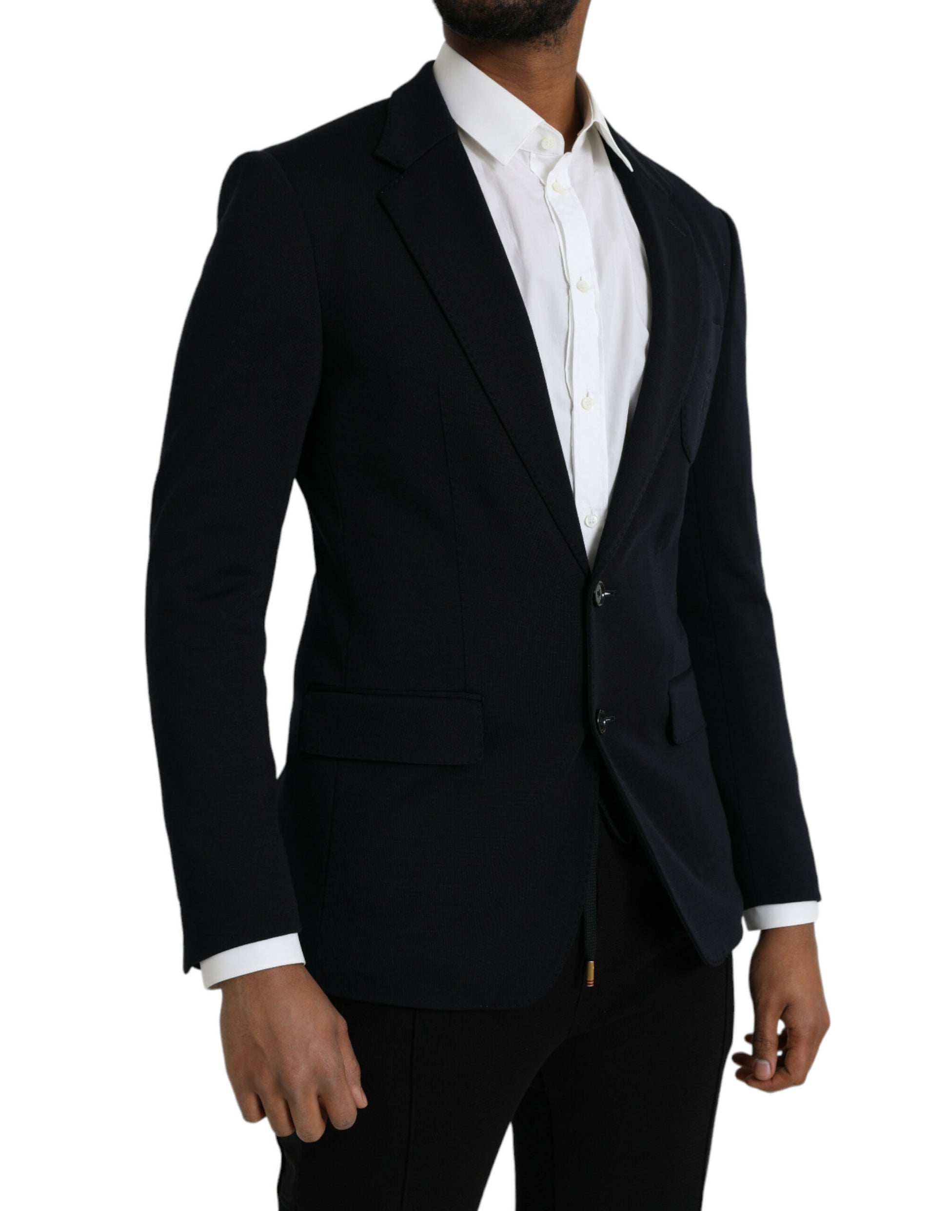 Veste de blazer droite noire en laine à revers crantés Dolce & Gabbana