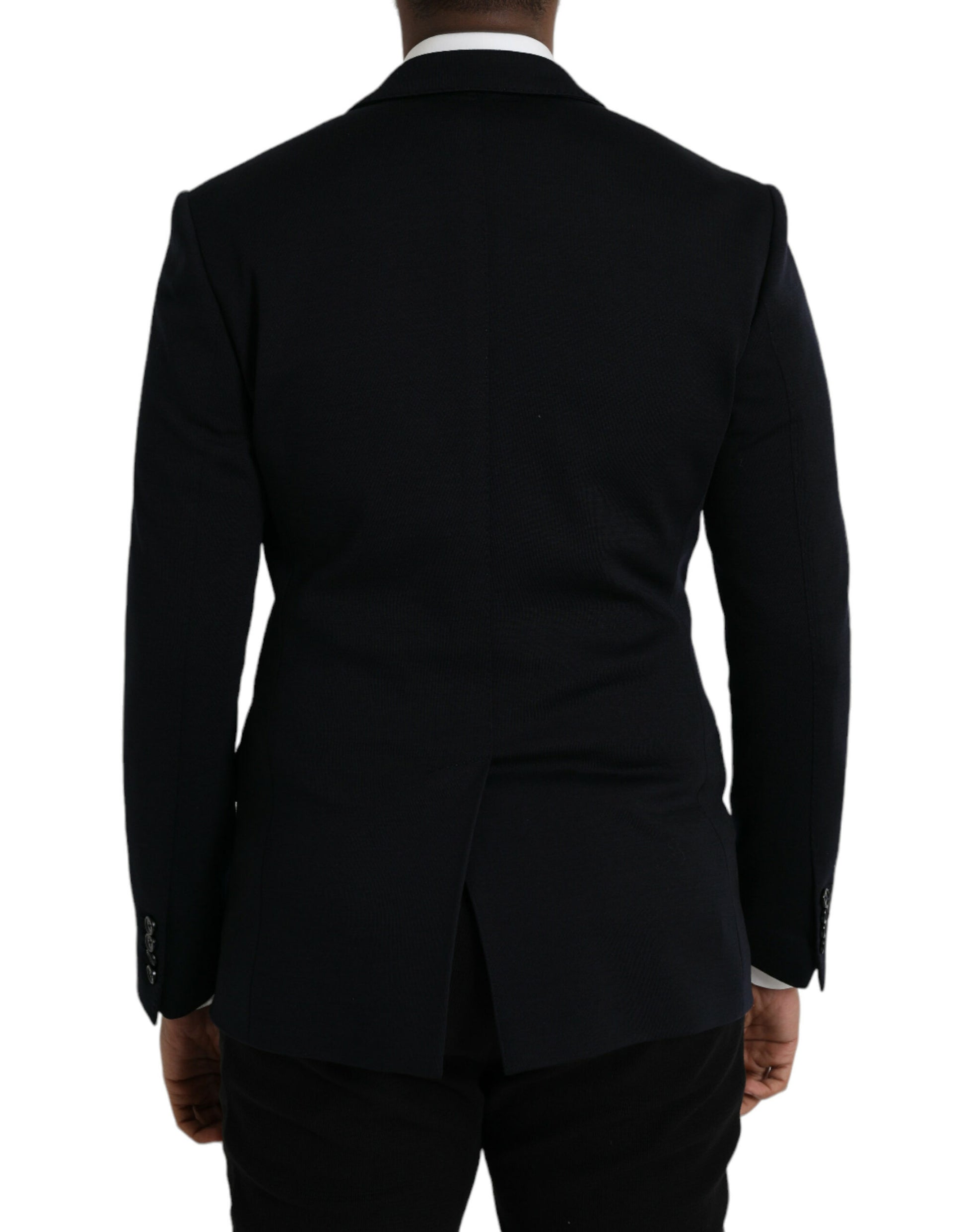 Veste de blazer droite noire en laine à revers crantés Dolce & Gabbana