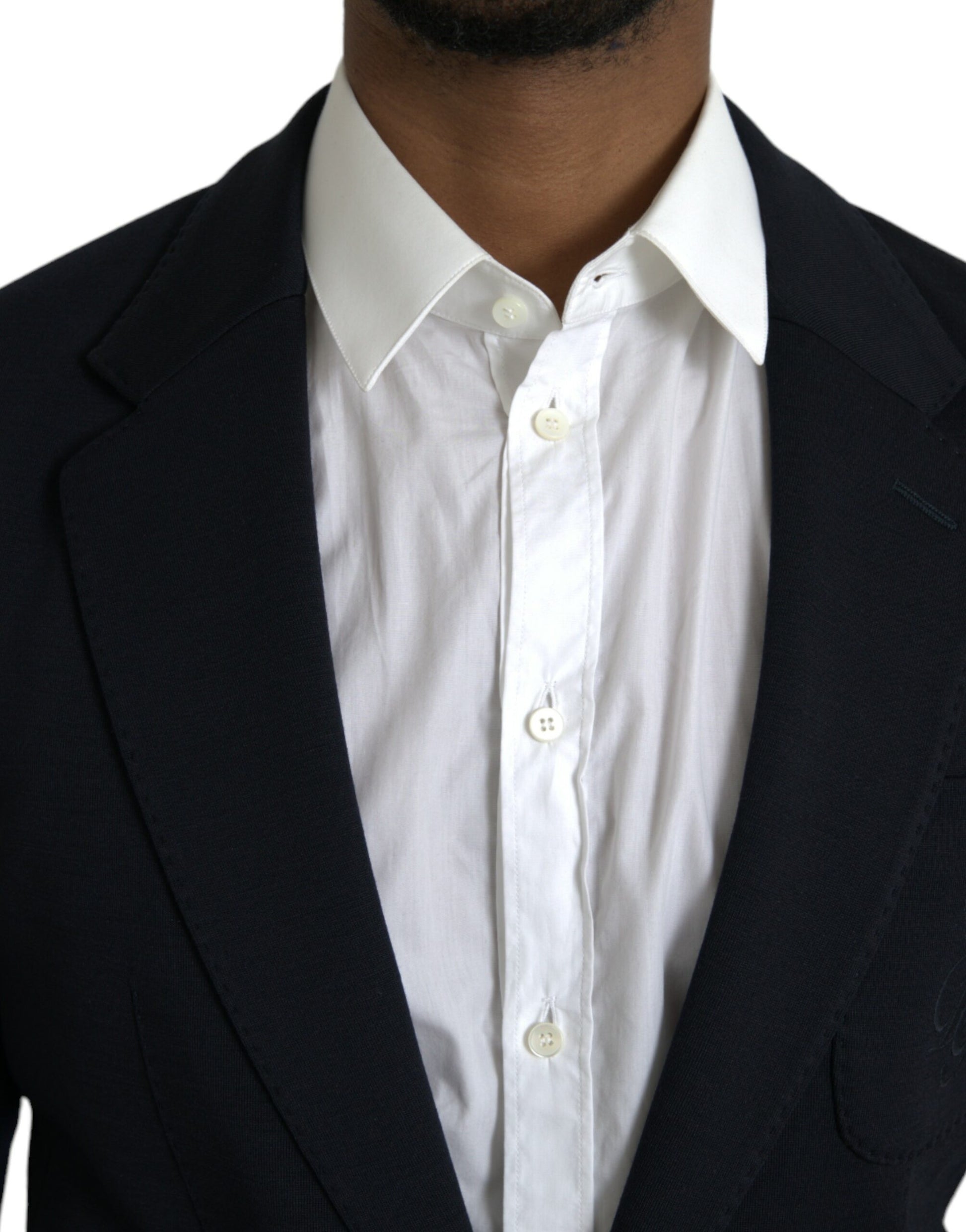 Veste de blazer droite noire en laine à revers crantés Dolce & Gabbana