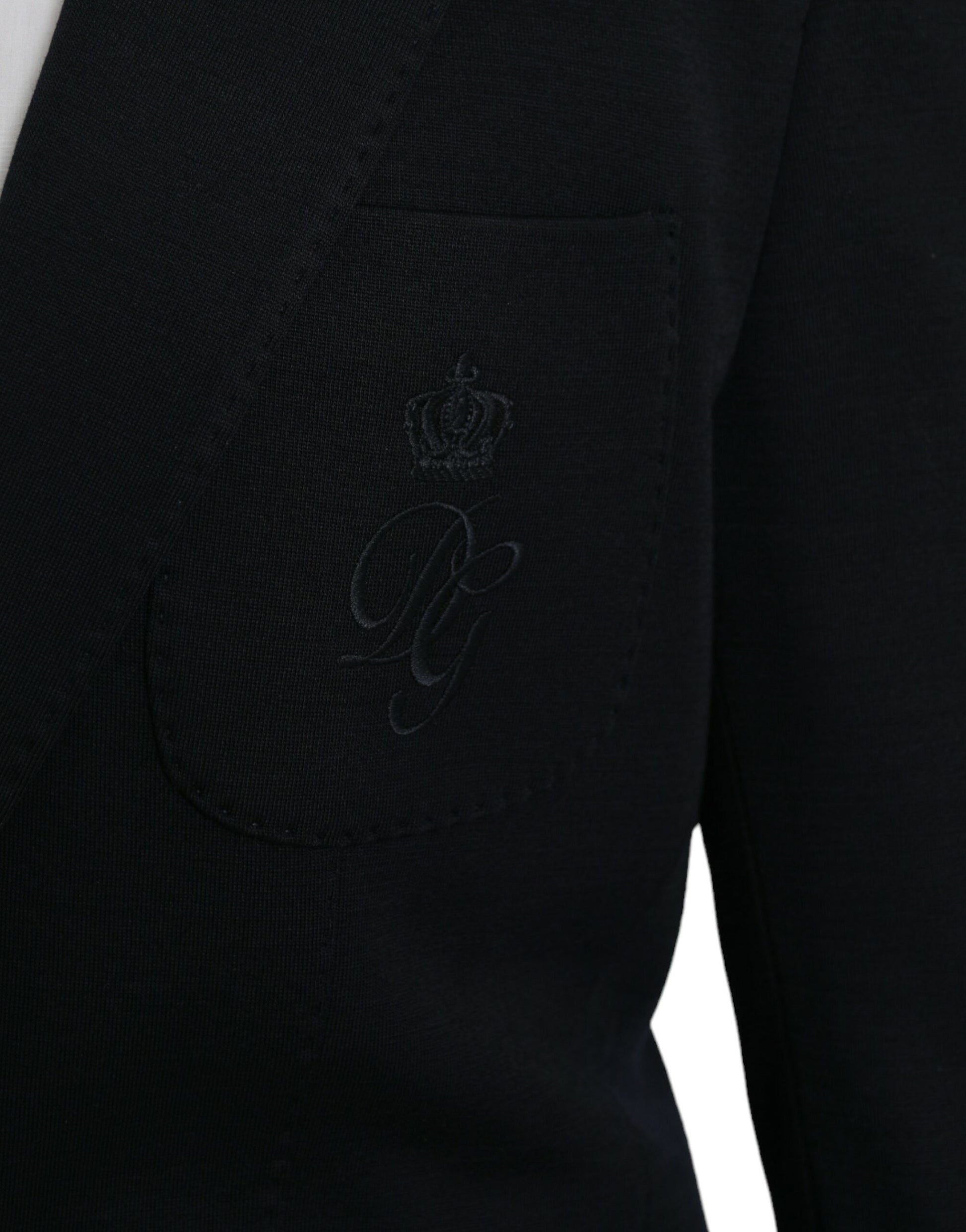 Veste de blazer droite noire en laine à revers crantés Dolce & Gabbana