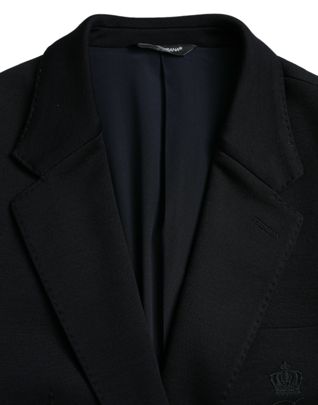 Veste de blazer droite noire en laine à revers crantés Dolce & Gabbana