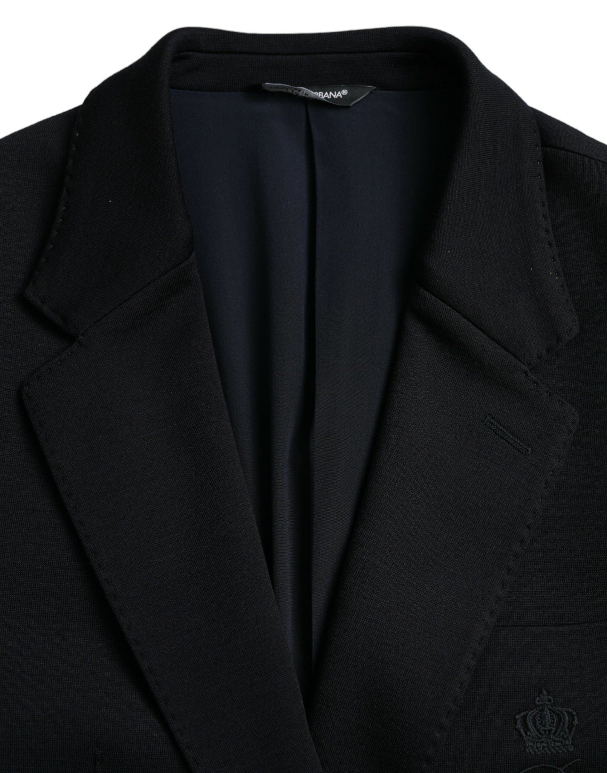 Veste de blazer droite noire en laine à revers crantés Dolce & Gabbana