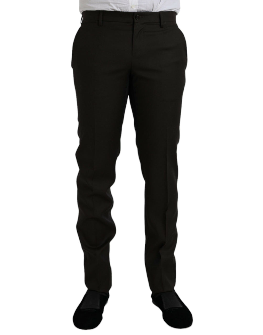 Pantalon de costume ajusté en laine marron foncé Dolce & Gabbana