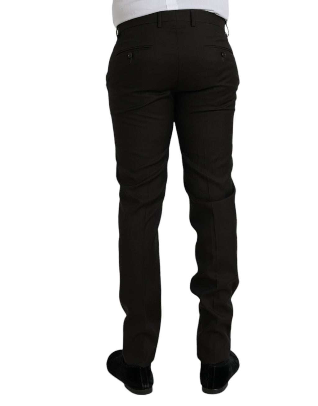 Pantalon de costume ajusté en laine marron foncé Dolce & Gabbana