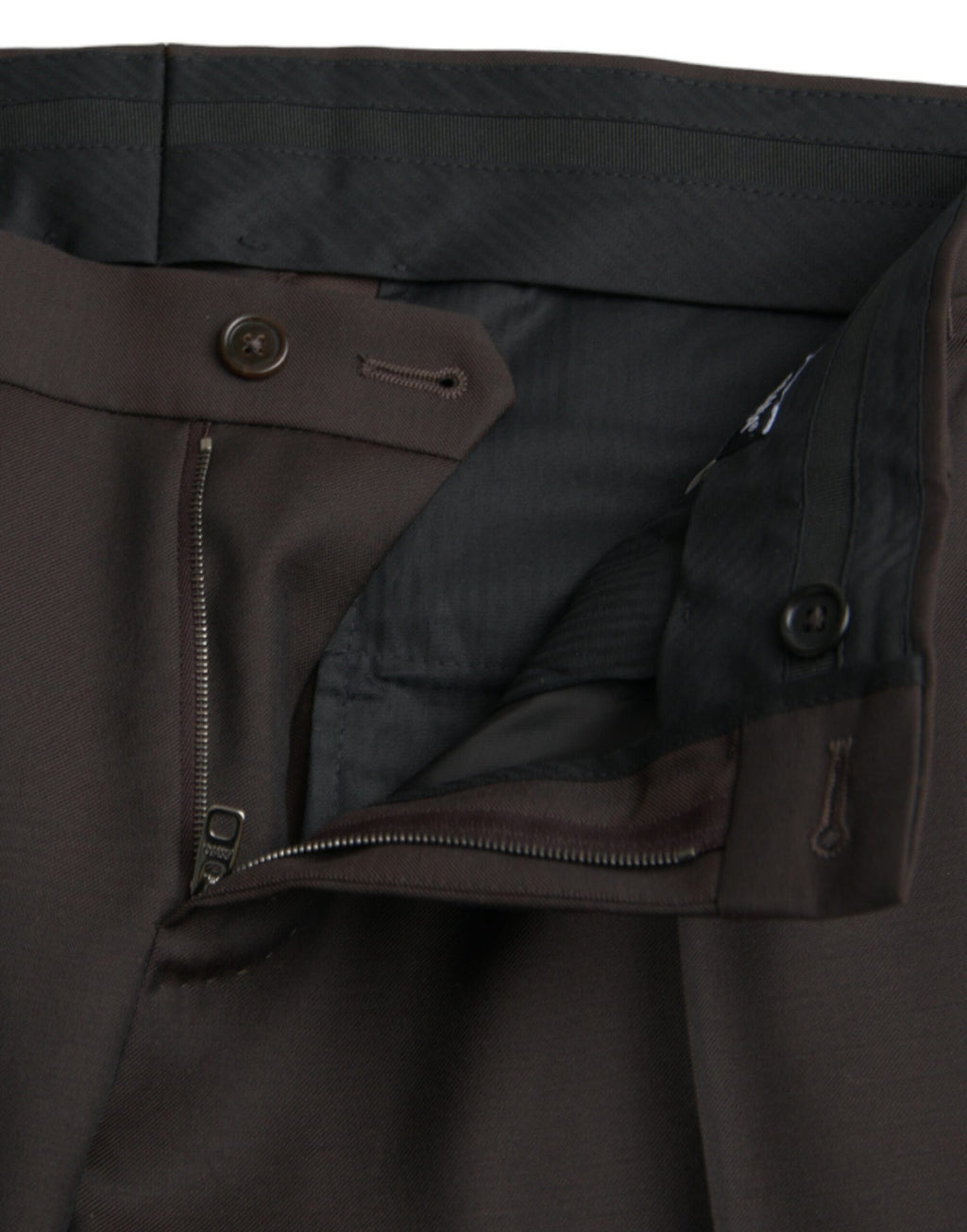 Pantalon de costume ajusté en laine marron foncé Dolce & Gabbana