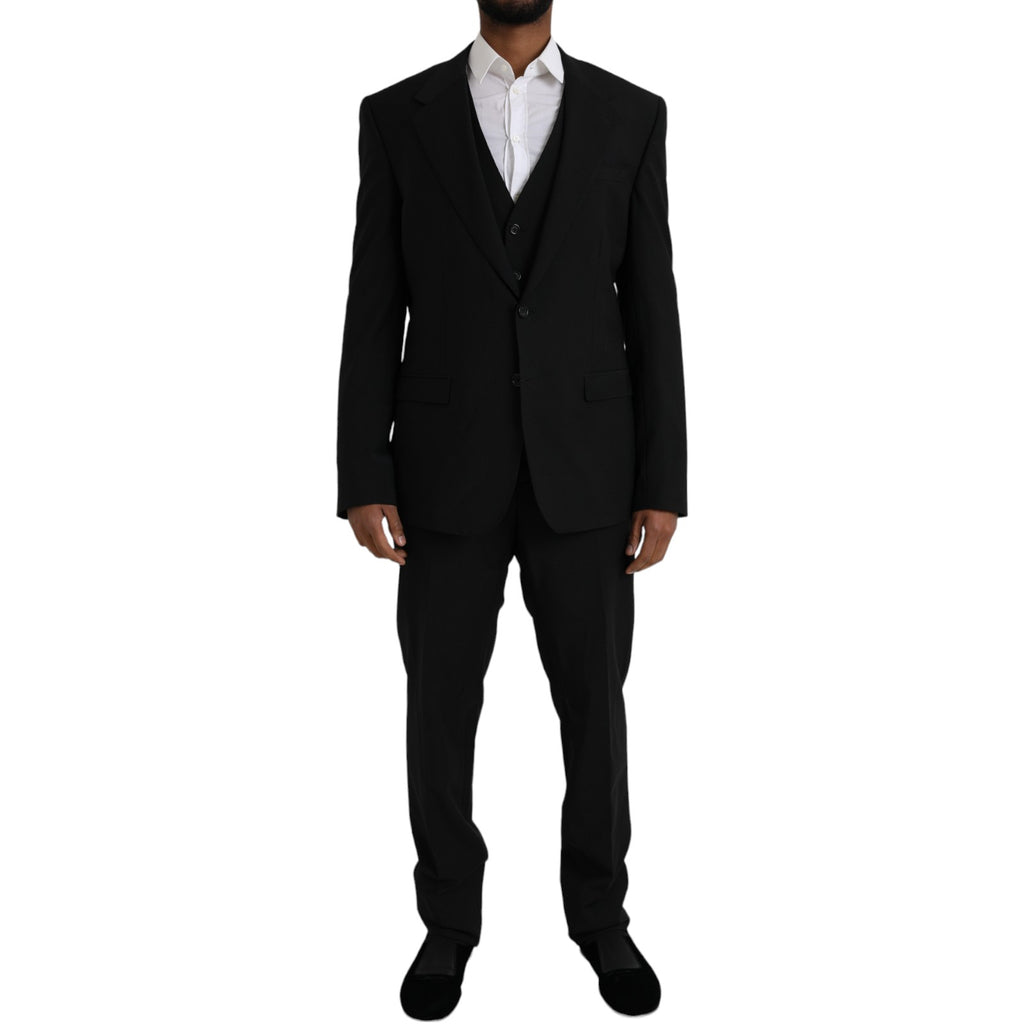 Costume trois pièces Dolce & Gabbana en polyester noir avec l'inscription « STAFF »