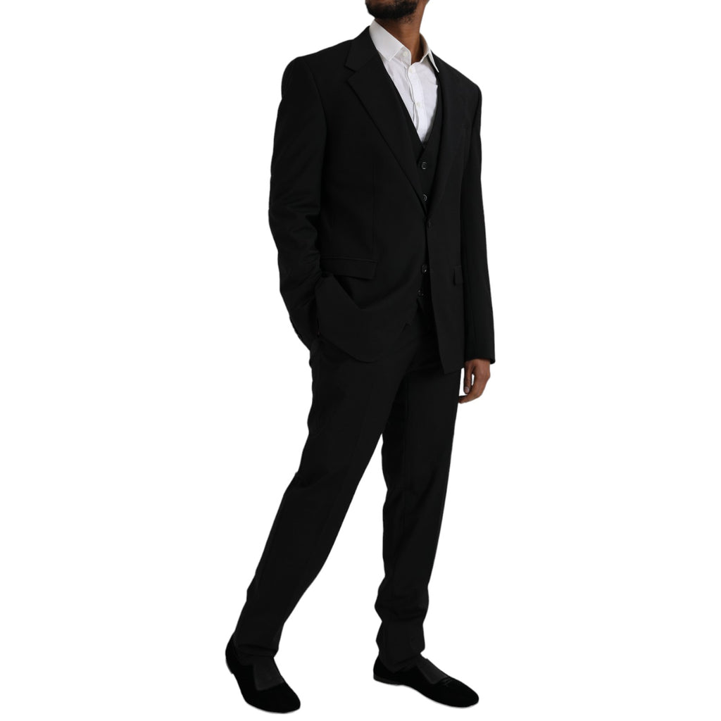 Costume trois pièces Dolce & Gabbana en polyester noir avec l'inscription « STAFF »