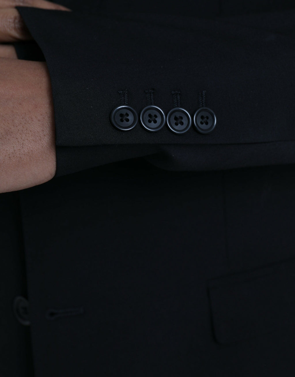 Costume trois pièces Dolce & Gabbana en polyester noir avec l'inscription « STAFF »