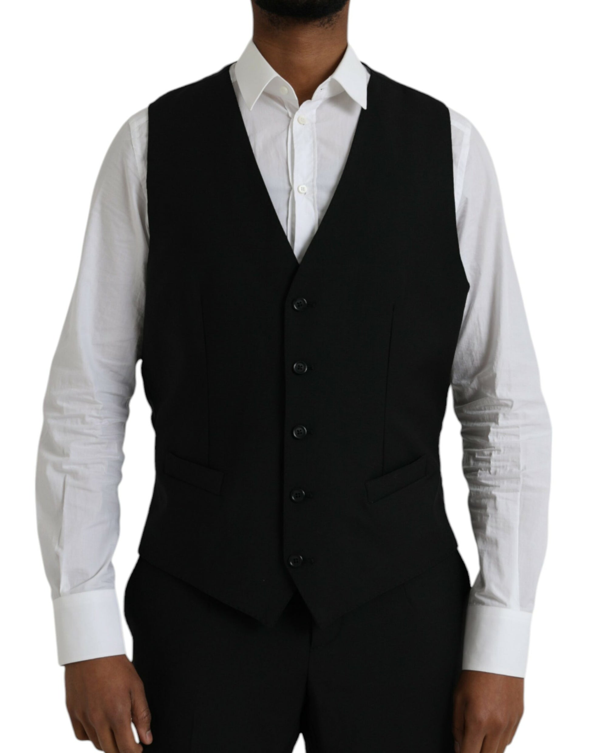 Costume trois pièces Dolce & Gabbana en polyester noir avec l'inscription « STAFF »