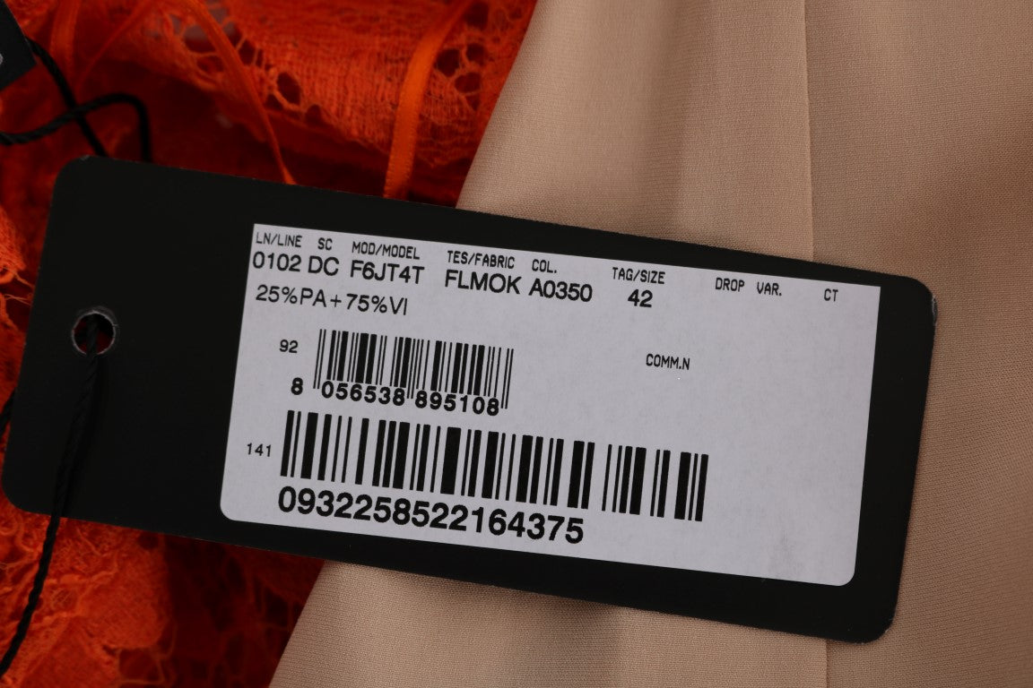 Robe longue fourreau Dolce & Gabbana en ricamo floral orange