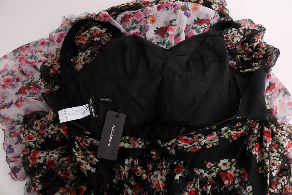 Robe longue droite Dolce & Gabbana en soie stretch multicolore à motif floral
