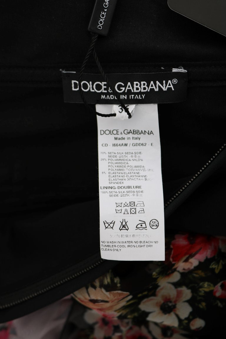 Robe longue droite Dolce & Gabbana en soie stretch multicolore à motif floral