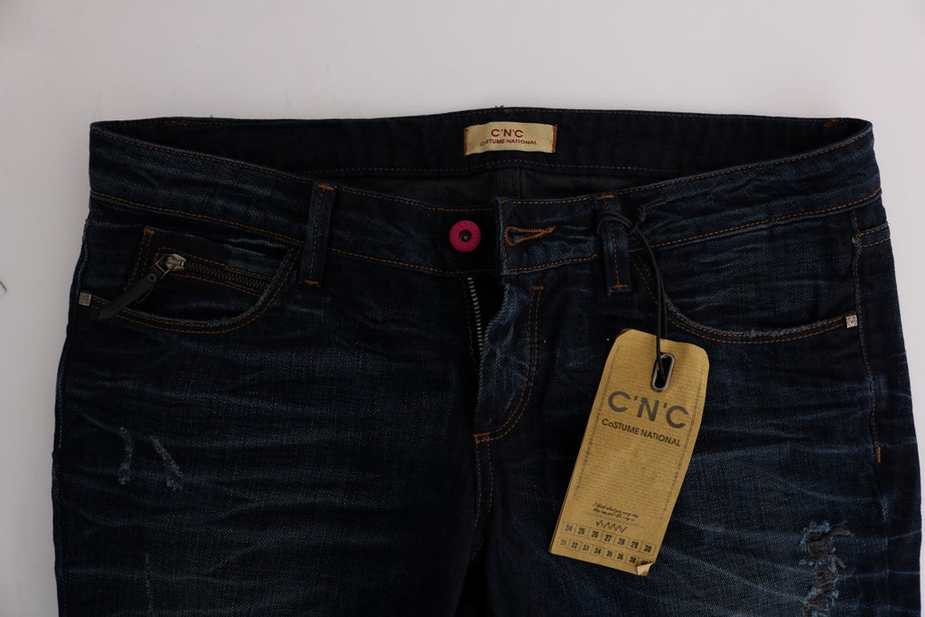 Costume National Jean en Denim Coton Bleu Coupe Droite