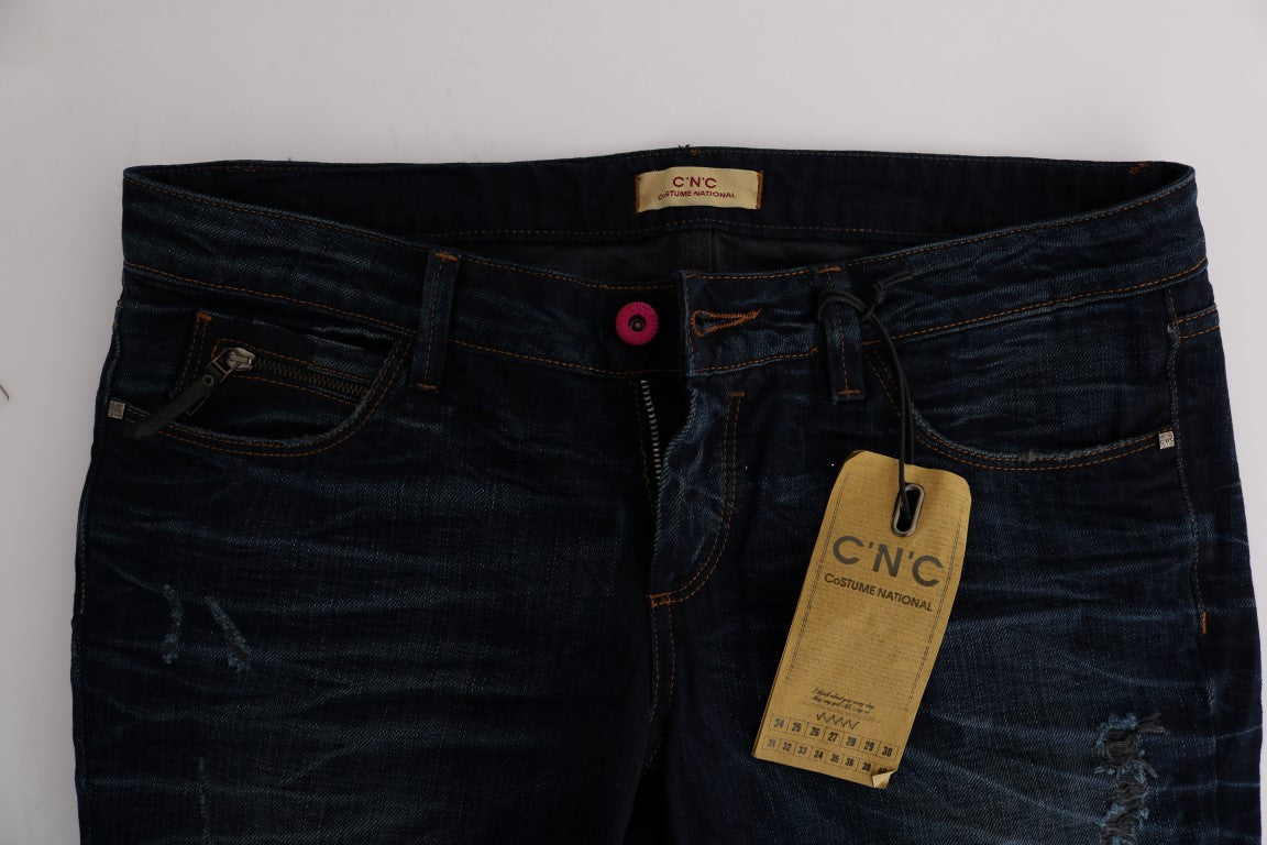 Costume National Jean en Denim Coton Bleu Coupe Droite
