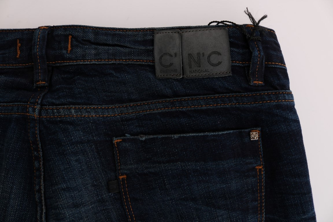 Costume National Jean en Denim Coton Bleu Coupe Droite
