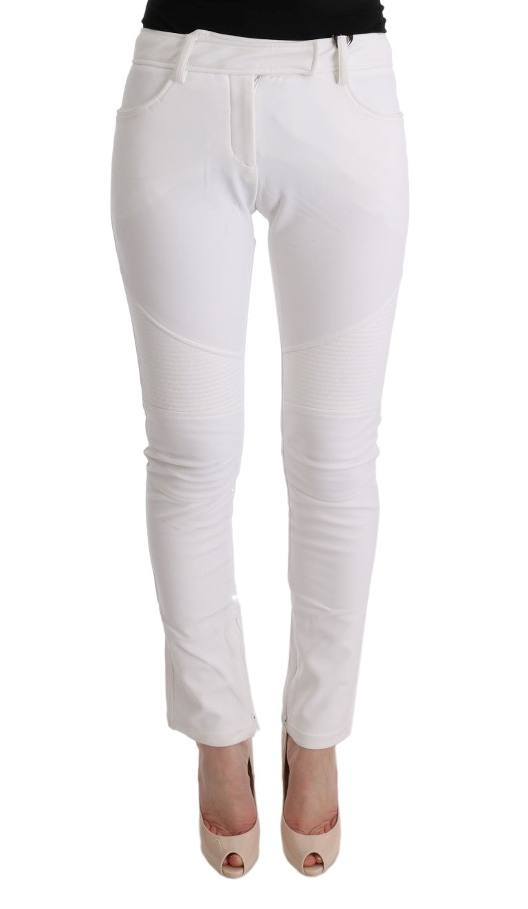 Pantalon casual coupe slim en coton blanc Ermanno Scervino