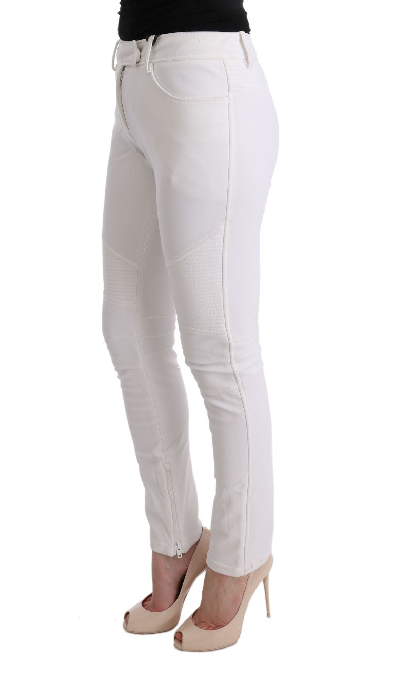 Pantalon casual coupe slim en coton blanc Ermanno Scervino