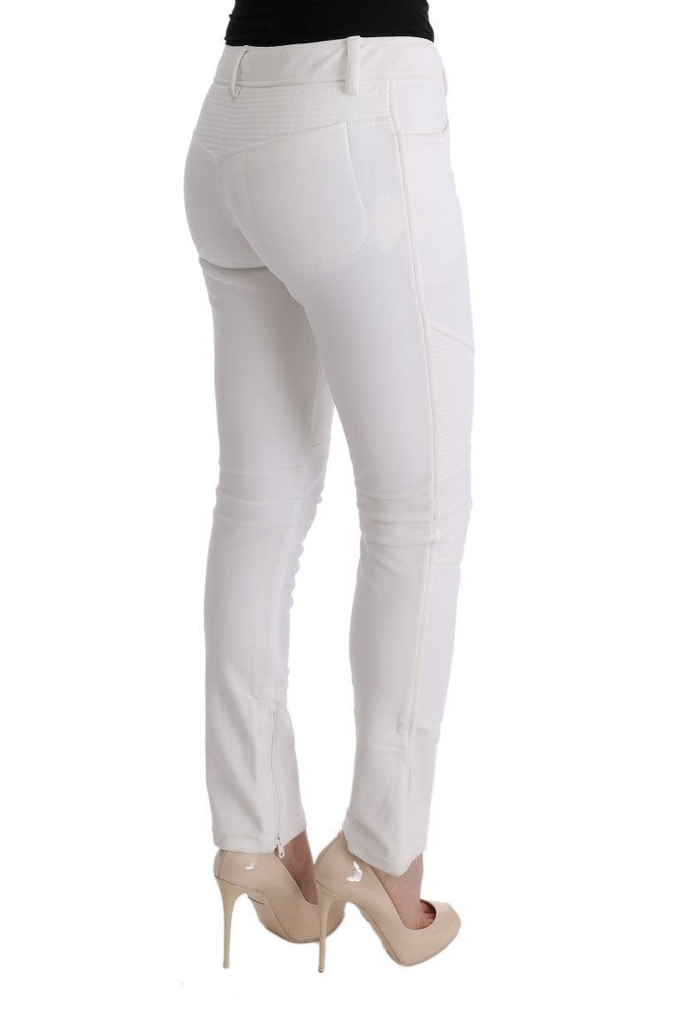 Pantalon casual coupe slim en coton blanc Ermanno Scervino