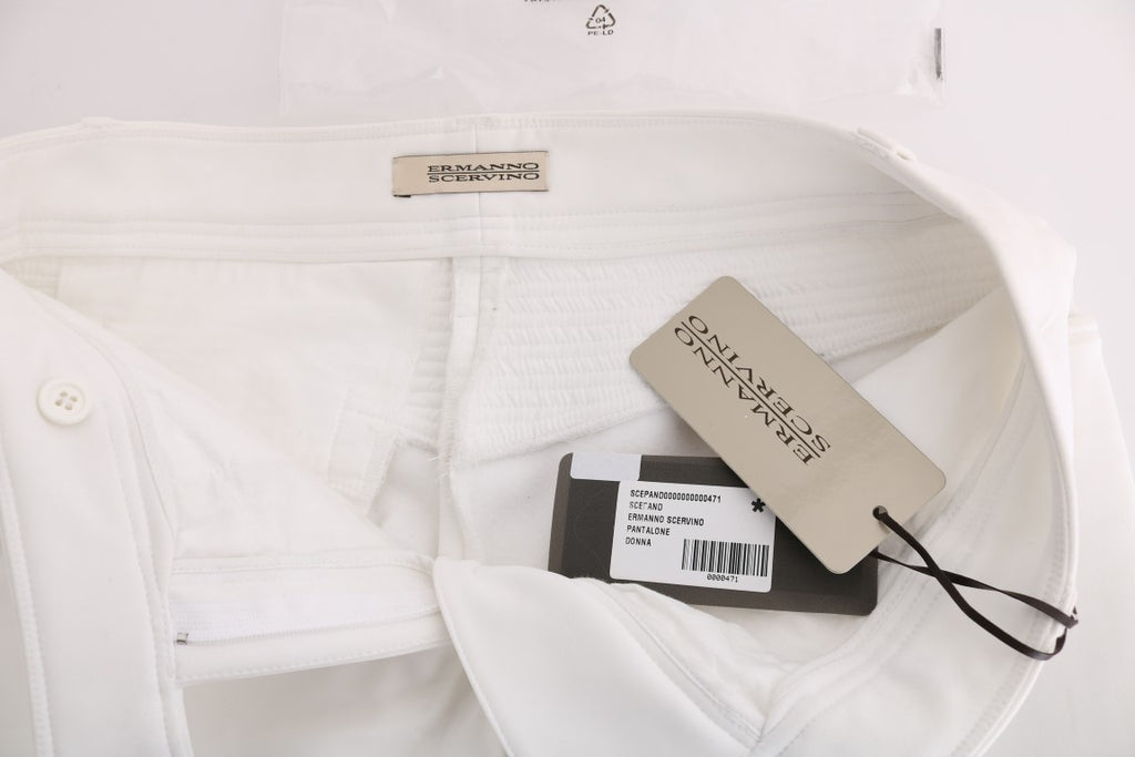 Pantalon casual coupe slim en coton blanc Ermanno Scervino