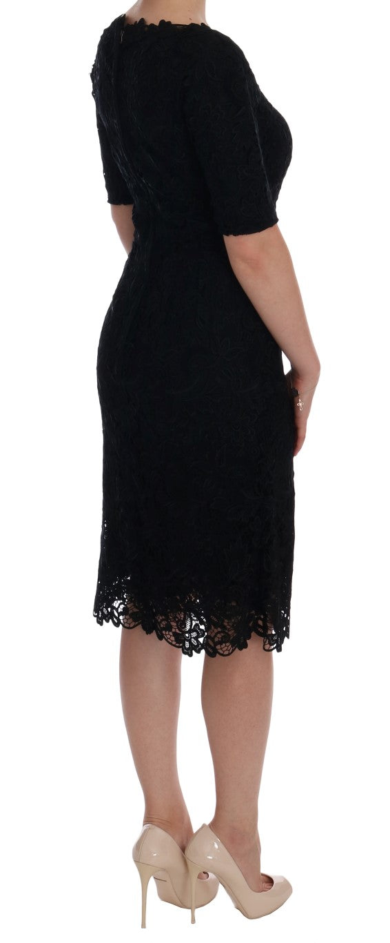 Robe fourreau Dolce & Gabbana noire fleurie Ricamo