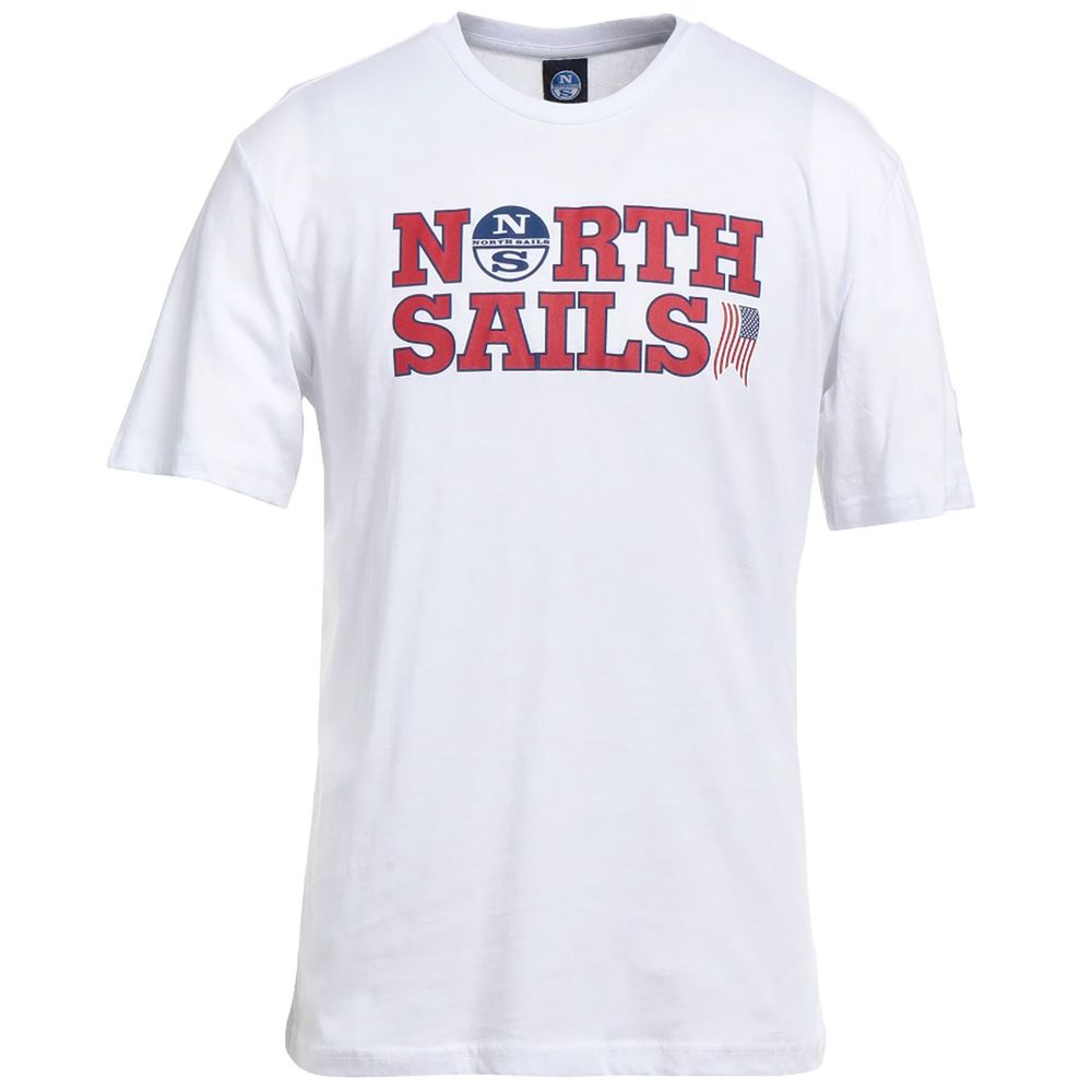 North Sails – Elegantes weißes Baumwoll-Logo-T-Shirt