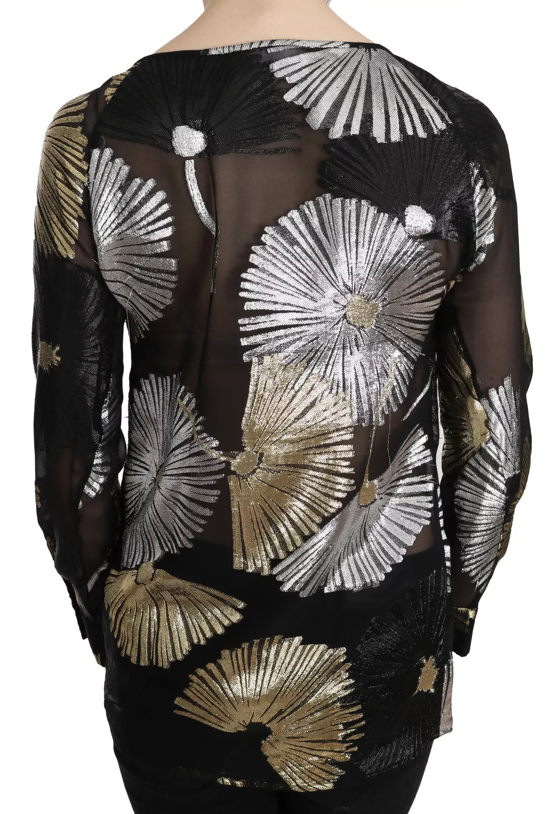 Chemisier transparent Dsquared² en jacquard de soie doré et argenté