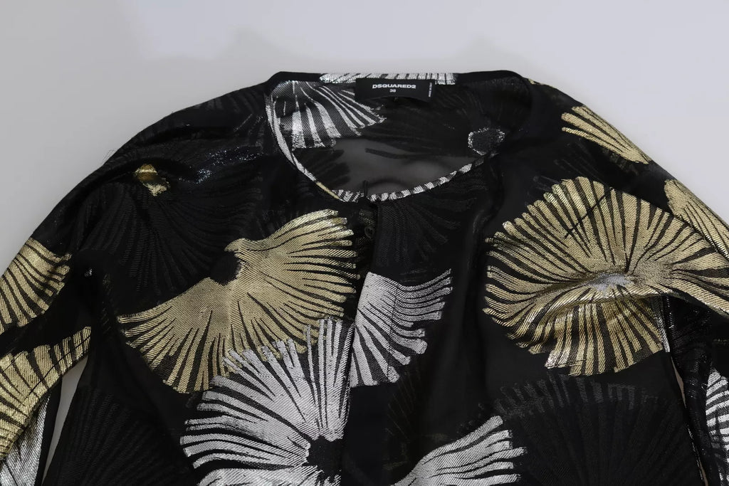 Chemisier transparent Dsquared² en jacquard de soie doré et argenté