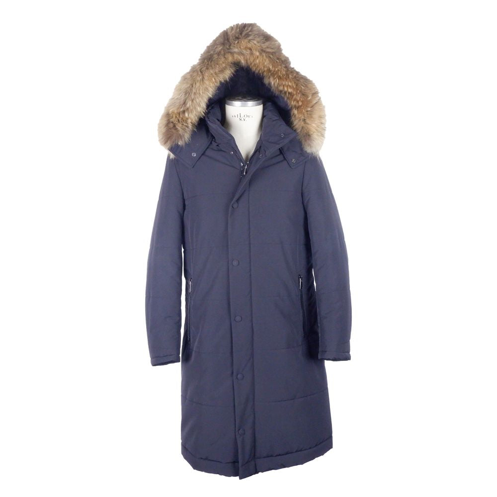 Blauer Wollregenmantel für Herren, Made in Italy