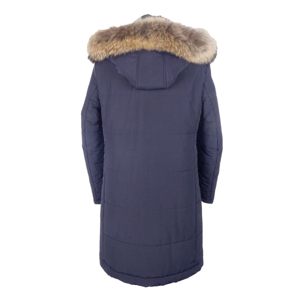 Blauer Wollregenmantel für Herren, Made in Italy