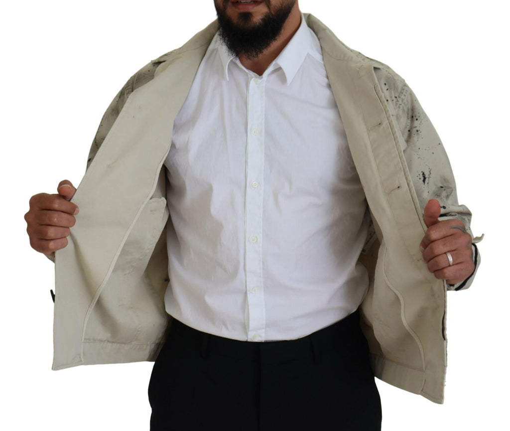 Dsquared² Veste en jean décontractée noire imprimée éclaboussures Off White