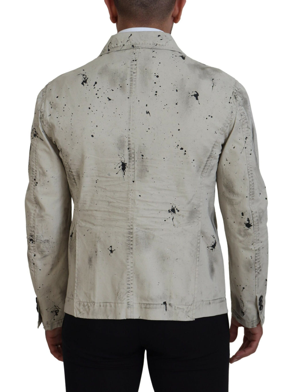 Dsquared² Veste en jean décontractée noire imprimé éclaboussures Off White