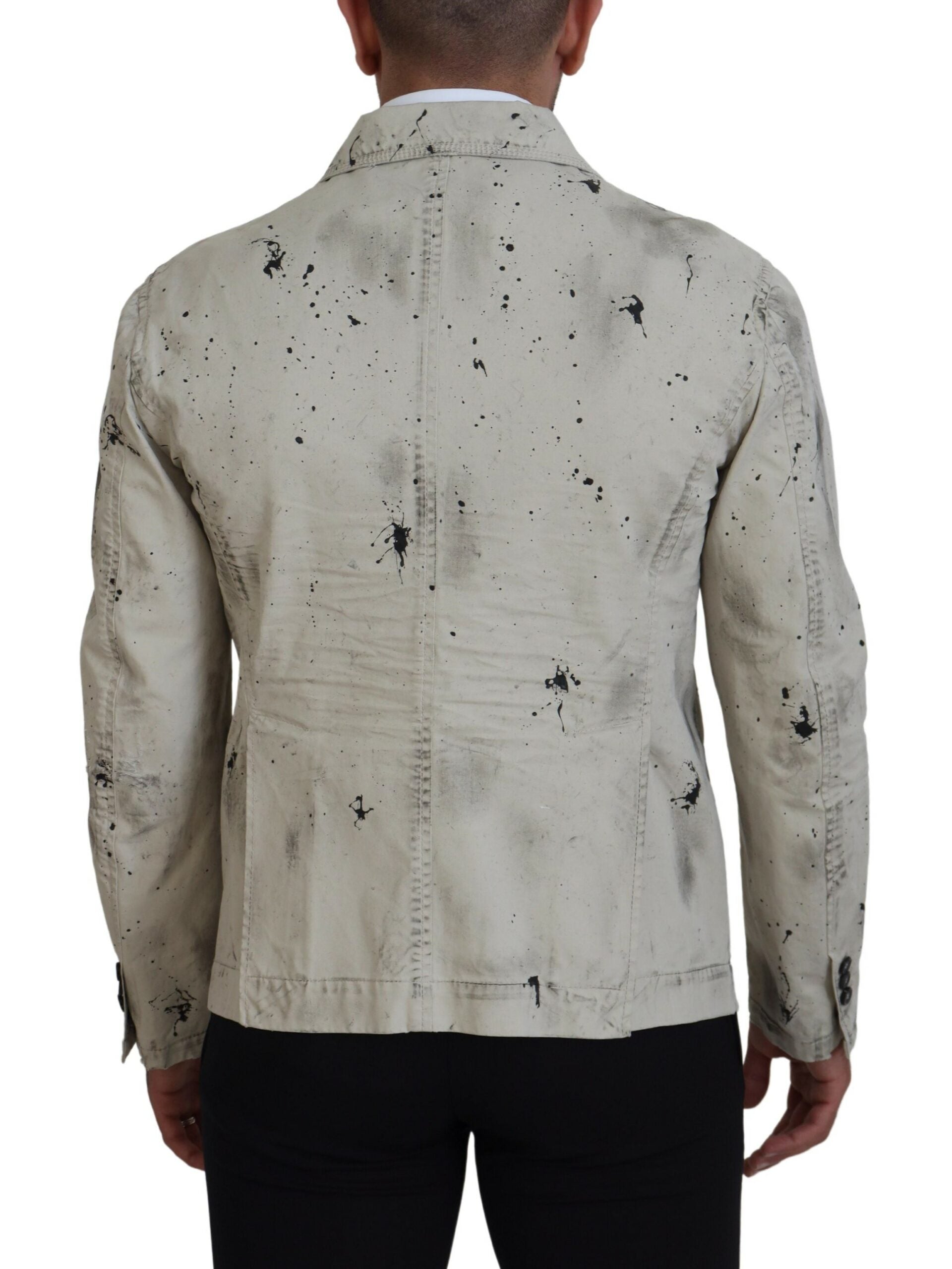 Dsquared² Veste en jean décontractée noire imprimé éclaboussures Off White
