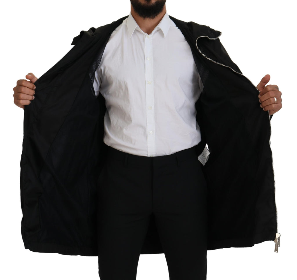 Dsquared² Manteau long à capuche imprimé noir et blanc en nylon